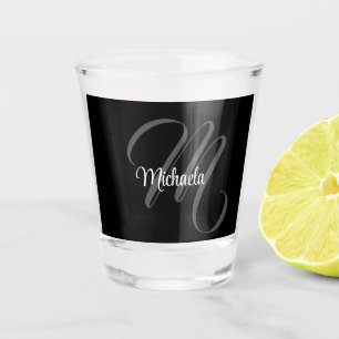 Copo De Shot Nome inicial do monograma moderno minimalista