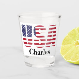 Copo De Shot Nome ou Inicial | Estencil de Bandeira Patriótica 