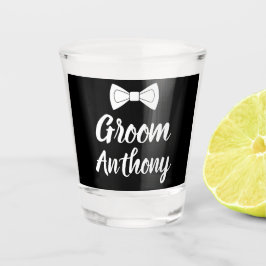 Copo De Shot Nome Personalizado Branco e Preto do Groom - Casam