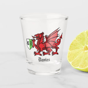 Copo De Shot Nome personalizado e monograma do dragão galês