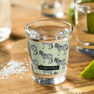 Copo De Shot Nome Personalizado e Padrão Selvagem de Zebra Selv