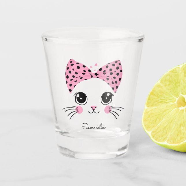 Copo De Shot Nome Personalizado Face De Gato (Frente)