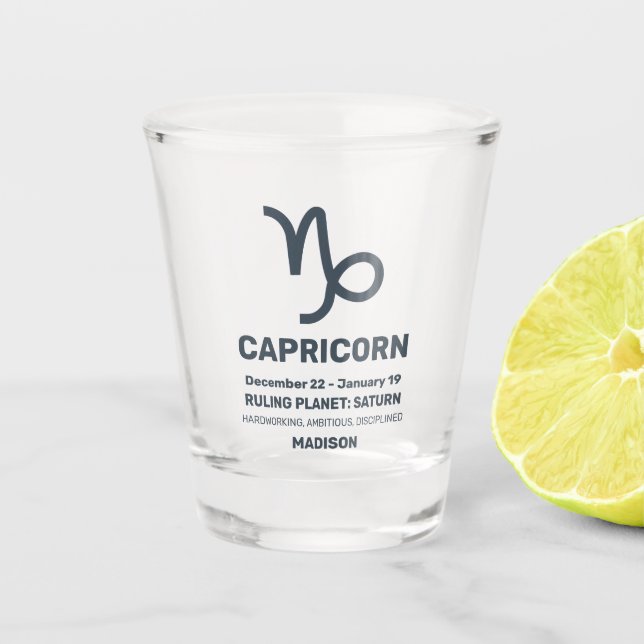 Copo De Shot Nome Personalizado / Signo Capricórnio (Frente)