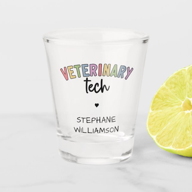 Copo De Shot Nome Personalizado técnico veterinário | Vet Techn (Frente)