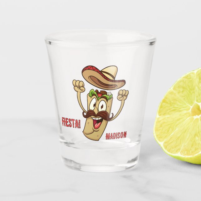 Copo De Shot Nome Personalizado & Texto Fiesta Mexicana (Frente)