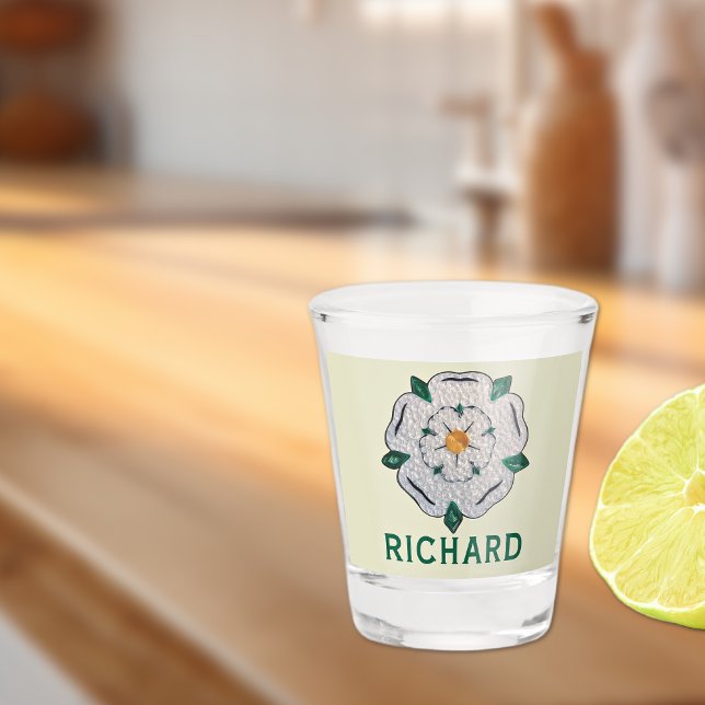 Copo De Shot Nome, Quilled Yorkshire White Rose, (Criador carregado)