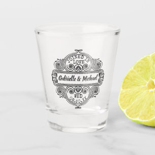 Copo De Shot Nomes de Casais Personalizados em Moldura Antiga O