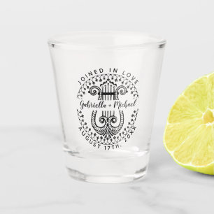 Copo De Shot Nomes de Casal Casado   Harpa Ornata Elegante