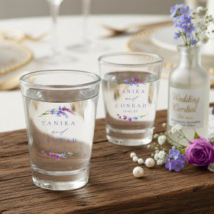 Copo De Shot Nomes de Watercolor de Casamento de Flores Selvage