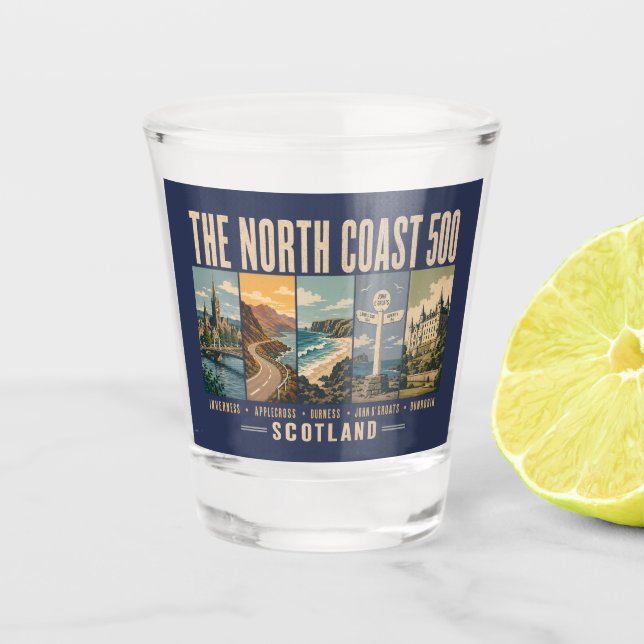 Copo De Shot North Coast 500 Scotland Landmarks Illustration (Frente)