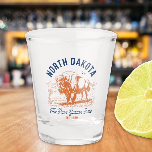 Copo De Shot North Dakota The Peace Garden State Bison (Criador carregado)