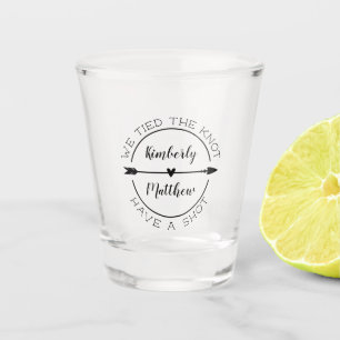 Copo De Shot Nós prendemos o nó encantador casamento com o cora