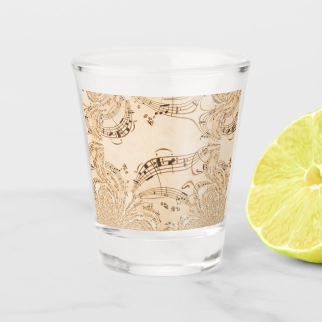 Copo De Shot Notas Musicais Rústicas Antigas (Frente)