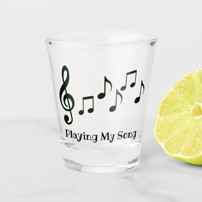 Copo De Shot Notas Musicais Vidro De Design (Frente)