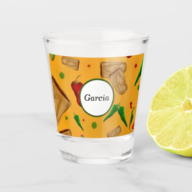 Copo De Shot Novo México Red & Green Chile Tamales Zia Nopales (Frente)