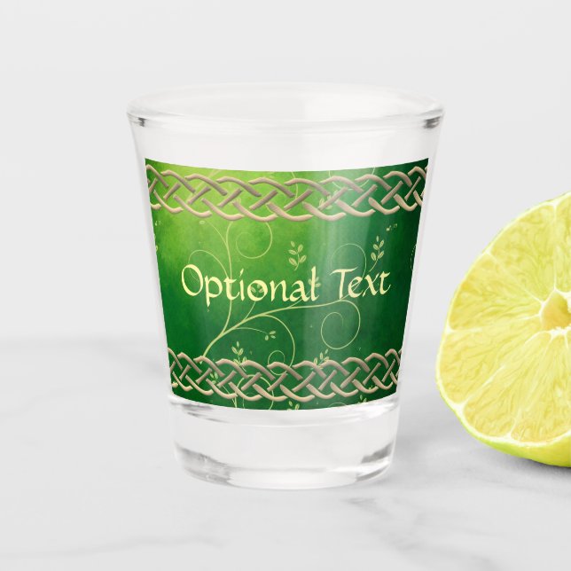 Copo De Shot Números e Folhas Verde Celtas (Frente)