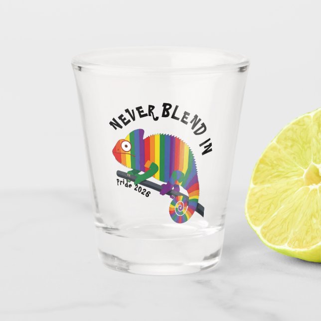 Copo De Shot Nunca se Misture Orgulho Camaleão Arco-íris (Frente)