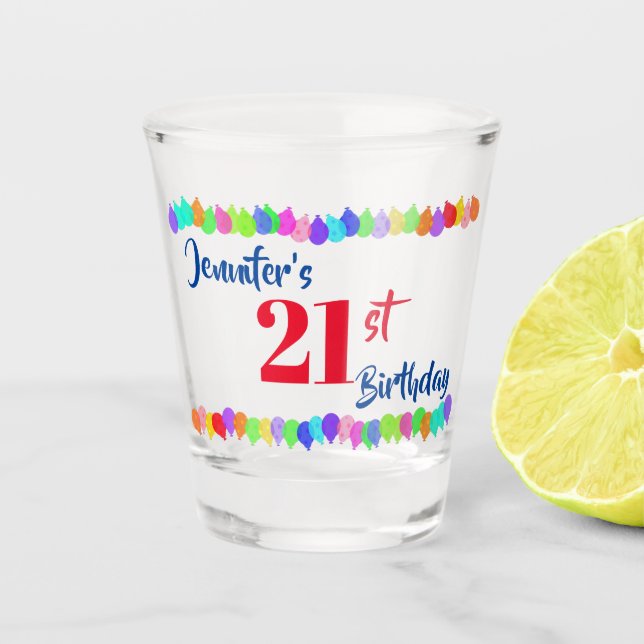 Copo De Shot O aniversário de 21 anos personaliza (Frente)