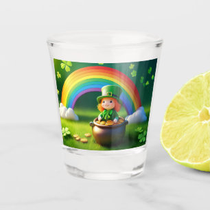 Copo De Shot O duende do Dia de São Patrício em Pote do Dourado