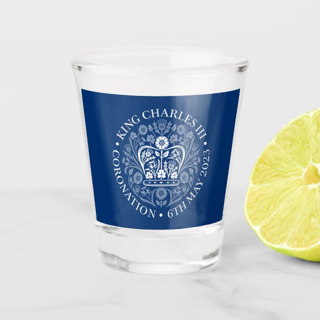 Copo De Shot O emblema da coroação do rei Charles 2023 (Frente)