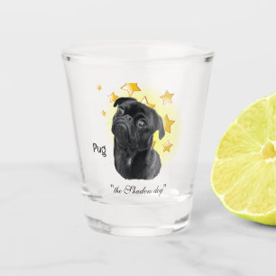 Copo De Shot O Pequeno Pug Negro Bonito é uma Estrela