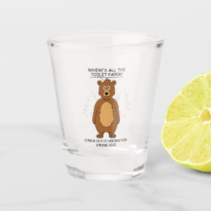 Copo De Shot O Urso Engraçado sai do Cartoon Hibernação