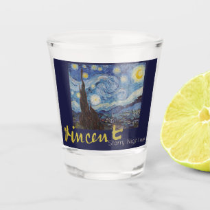 Copo De Shot Obra-Prima Vintage Azul Noite Estrelada de Van Gog