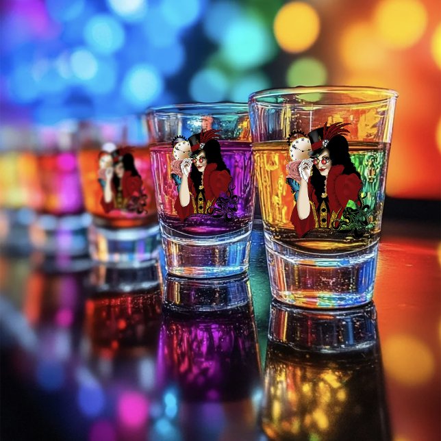 Copo De Shot Octopus Negro-Vetor-Vermelho-Vivo (Criador carregado)