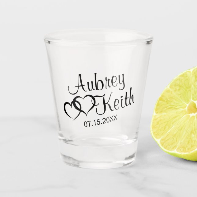 Copo De Shot Óculos de Atiras de Casamento com Noiva e Nome de  (Frente)
