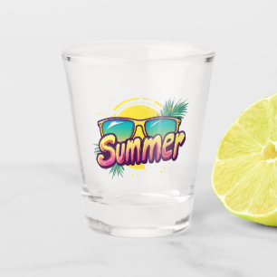 Copo De Shot Óculos de sol coloridos de verão - Texto de verão