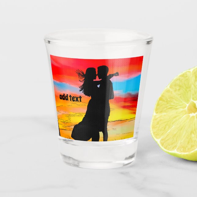 Copo De Shot Óculos de tiro PERSONALIZADOS, Românticos Sunset (Frente)