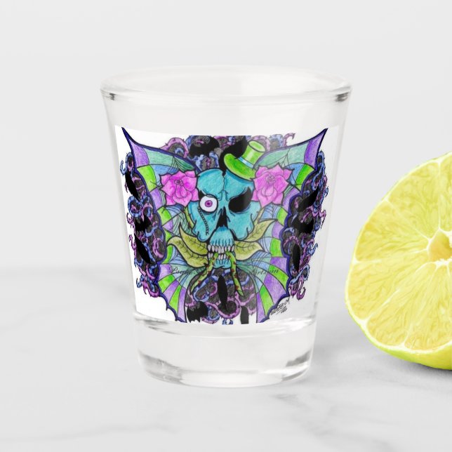 Copo De Shot Óculos de Tiro Psiko-Daizie Caveira Neon (Frente)