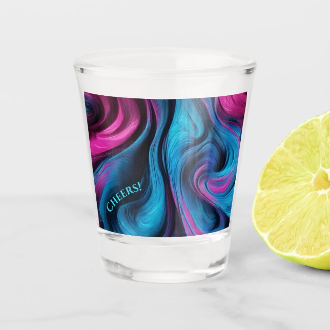 Copo De Shot Óculos do Partido Moderno - Azul e Rosa- (Frente)