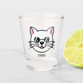 Copo De Shot Óculos Pretos Vestidos de Gatos Brancos / Óculos e