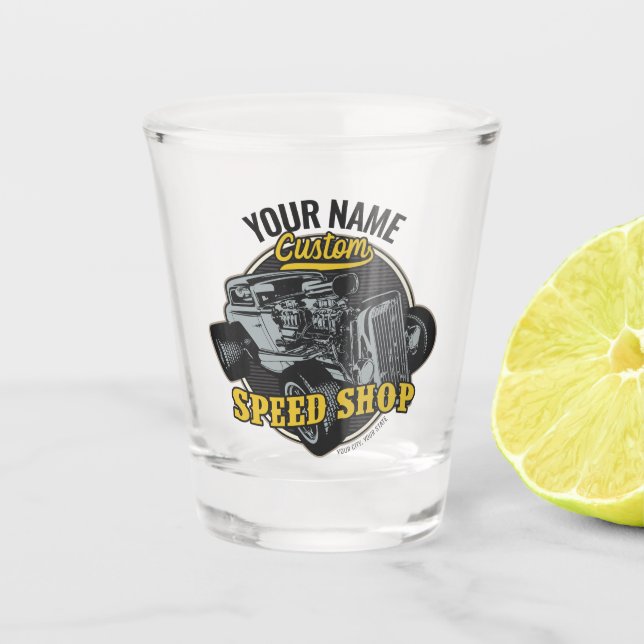 Copo De Shot Oficina de Corrida de Hot Rod Personalizada (Frente)