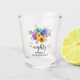 Copo De Shot Oitenta' Floral Brilhante e Ousada para 80º Aniver