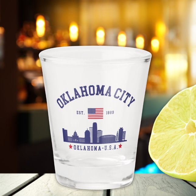 Copo De Shot Oklahoma City Flag & Skyline  (Criador carregado)