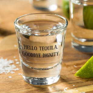 Copo De Shot Olá Tequila Adeus Dignidade Engraçado Bebendo