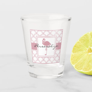 Copo De Shot Onda Art Deco com Flamingo Rosa