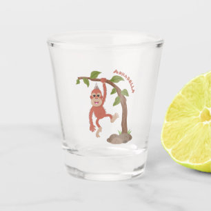 Copo De Shot Óptica de desenho animado de orangotango, um bebê