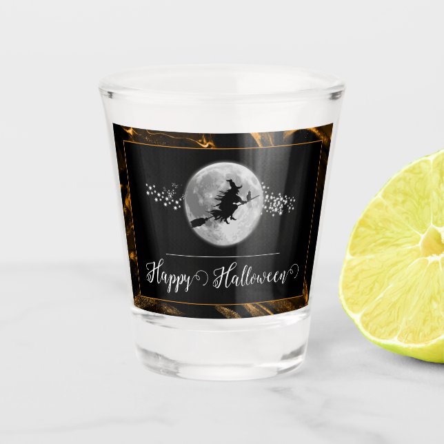 Copo De Shot Orange Witette Silhouette Halloween (Frente)