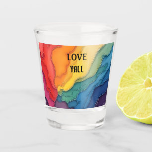 Copo De Shot Orgulho ama a todos design de arco-íris