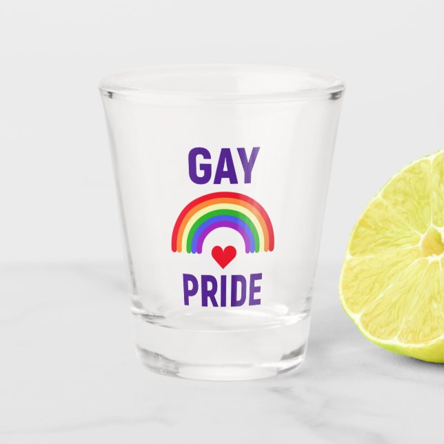 Copo De Shot Orgulho gay| Coração e arco-íris (Frente)