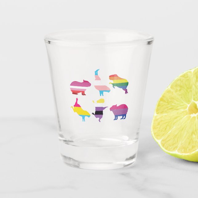 Copo De Shot Orgulho Transgênero Capybara LGBTQ Rainbow Water P (Frente)