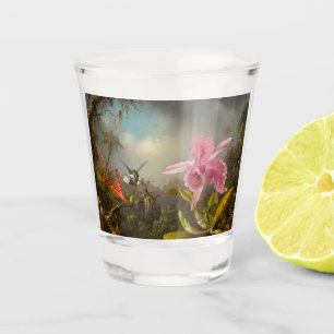 Copo De Shot Orquídea com dois beija-flores
