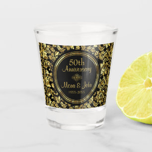 Copo De Shot Ouro Floral Damask Aniversário