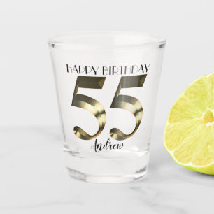 Copo De Shot Ouro metálico 55 anos