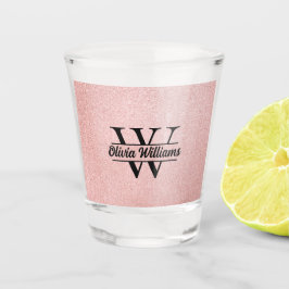 Copo De Shot Ouro Rosa Brilho Monograma | Brilho Moderno Femini