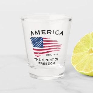 Copo De Shot Padrão de bandeira americana vermelha branca azul 