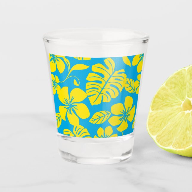 COPO DE SHOT PADRÃO DE BIKINI ROSA EM AZUL/AMARELO (Frente)